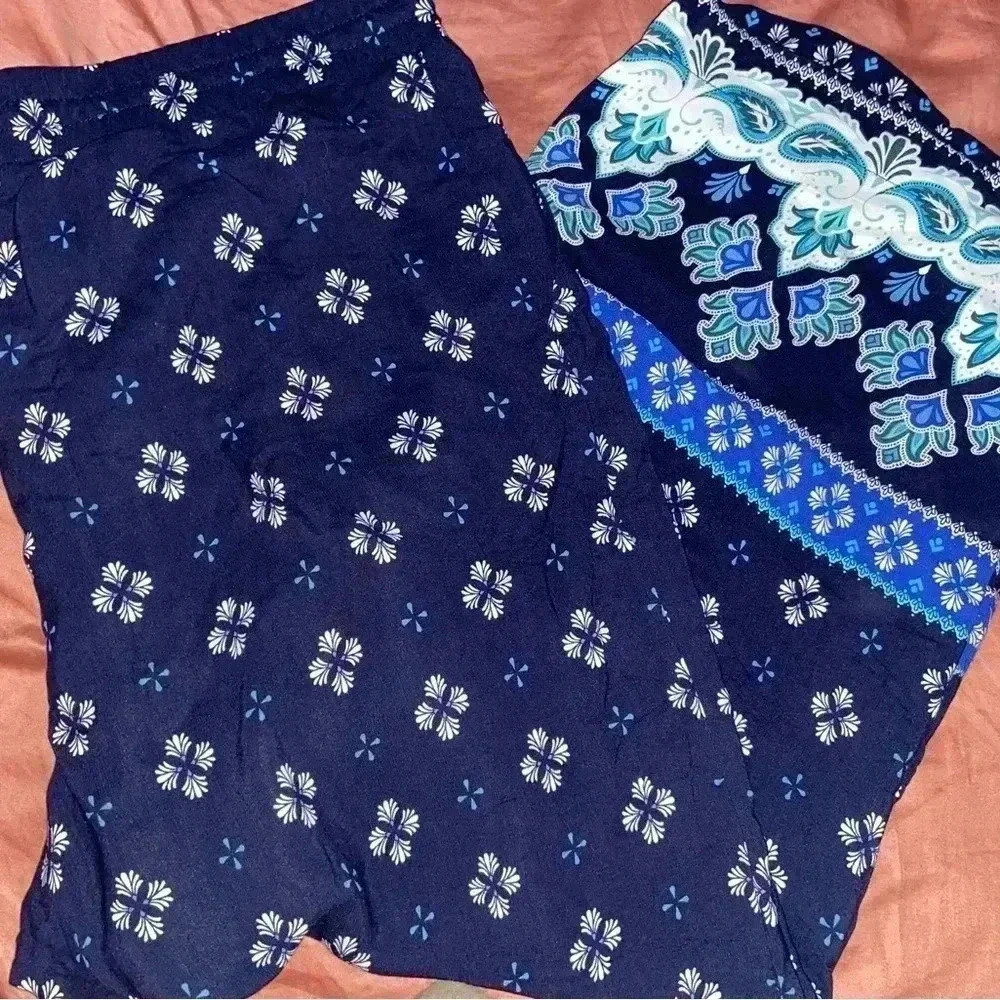 Loft Women’s Large 100% Viscose Blue Patterned Pants - Picture 1 of 8
